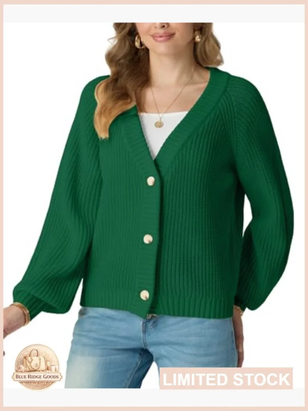 Chunky Knit Cardigan Oversized V-Neck Button Front Loose Fit Sweater - Picture 5 of 7